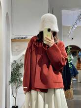 红色双面羊绒大衣女短款设计感小众洋气质韩系温柔冬装羊毛呢外套