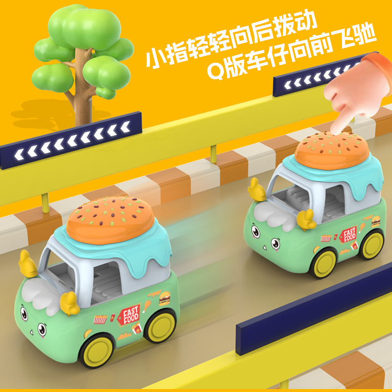 国境を越えた合金製車の漫画風Q版、子供向けのお菓子型ミニカー、プルバック式慣性玩具、ガチャガチャ、卸売|undefined
