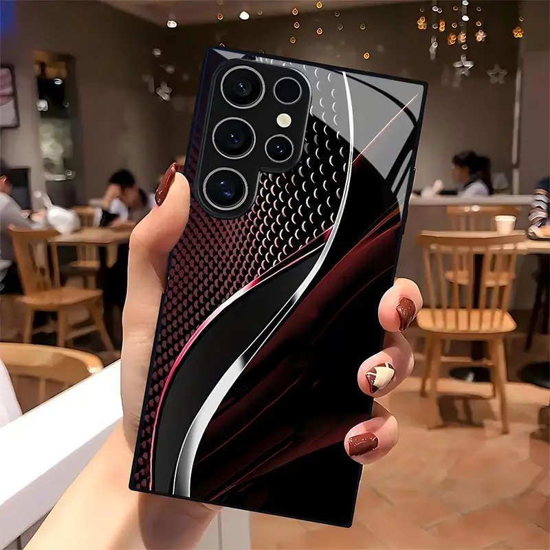 High-End Textured Foreign Trade Phone Case Suitable for Samsung S24Plus, High-Transparency Glass Hard Case for Galaxy22, for Men