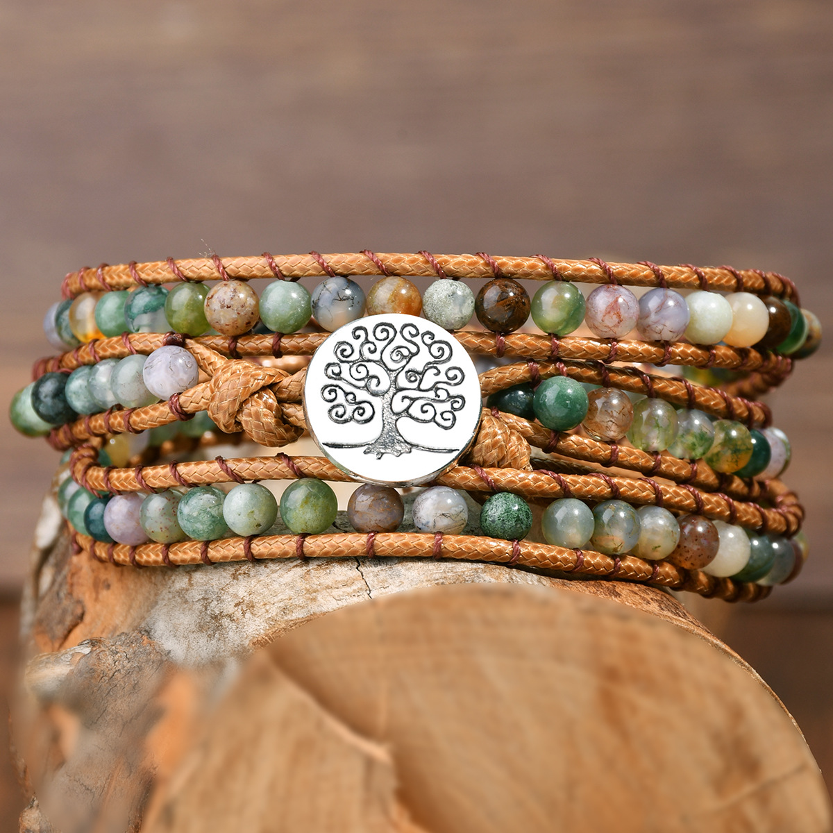 跨境新款印度玛瑙手工串珠手链男女天然石编织手排手串饰品批发