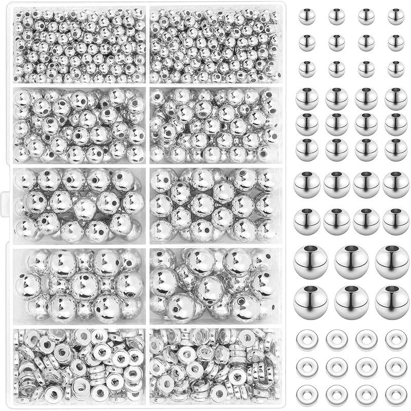10 grid CCB spacer bead set silver