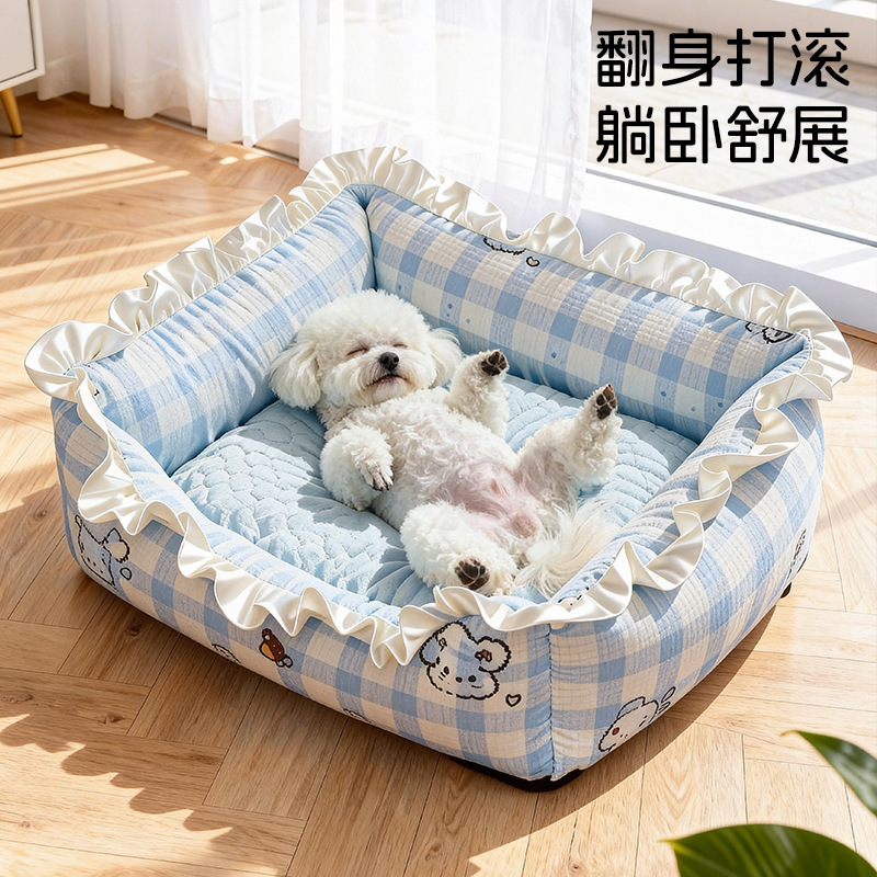 Spring and Summer Dog Bed Ins Style Pet Lace Sofa Bed Small Dog Bed Detachable Cooling Cat Bed Pet Bed