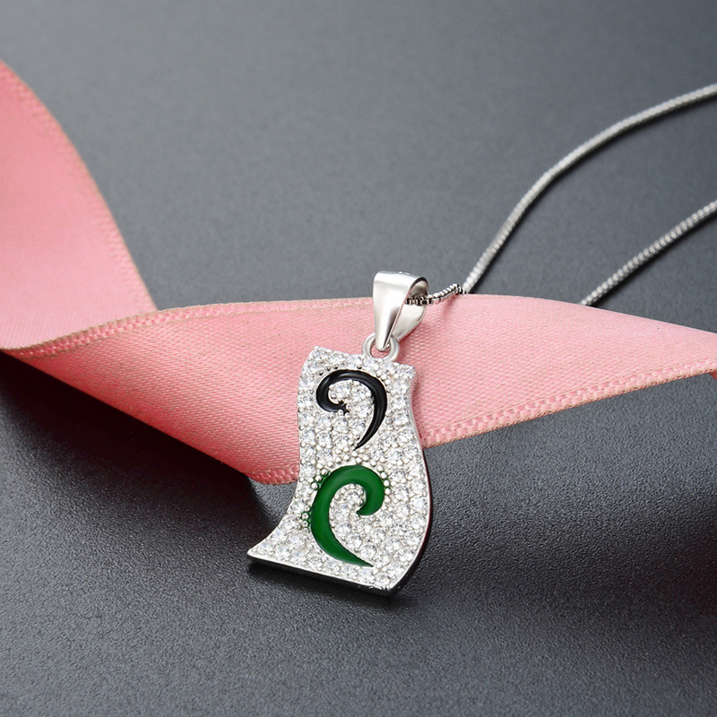 Accesorios transfronterizos de Amazon 925 collares de plata esterlina de lujo ligero de lujo de alta calidad cadena de clavícula goteando aceite colgante de geometría de perforación completa