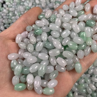 Myanmar Jadeite a goods loose beads glutinous ice bean green 6x 9mm long beads jade beads diy woven with beads accessories wholesale