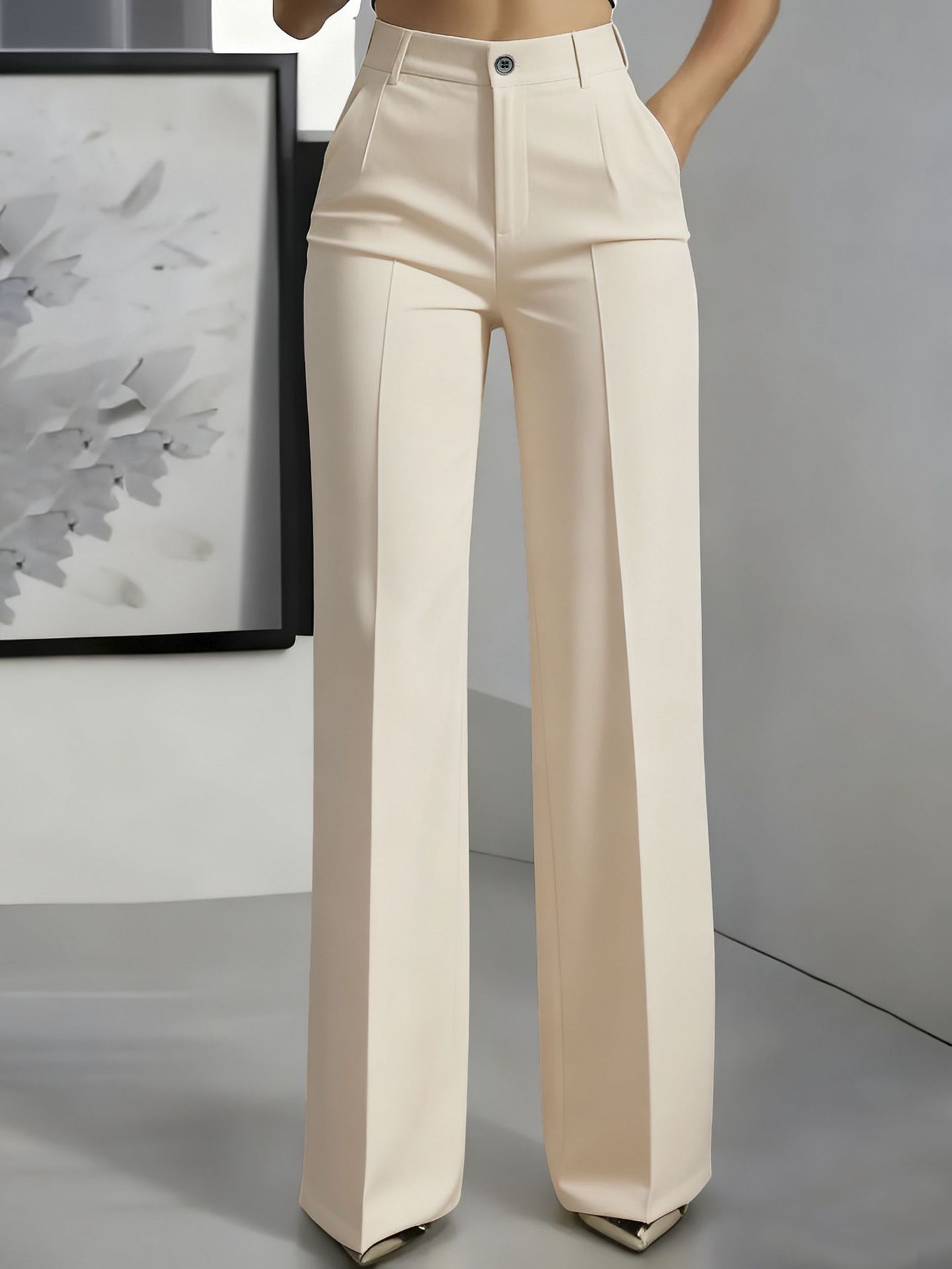 Europa y los Estados Unidos transfronterizos en 2025 mujeres nuevas cintura alta verticales rectos pantalones de trajes simples para mujeres image 12