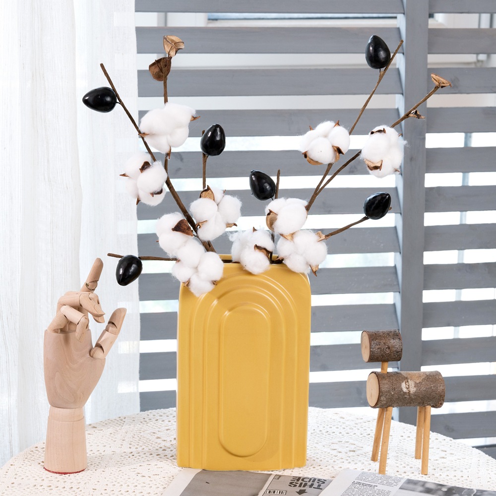 乾花5頭棉花枝廠家仿真花家庭裝飾婚慶路引花牆假花INS風MW61182