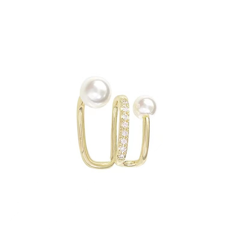 Pendientes de botón con perlas y circonitas elegantes mujer_voghion.com