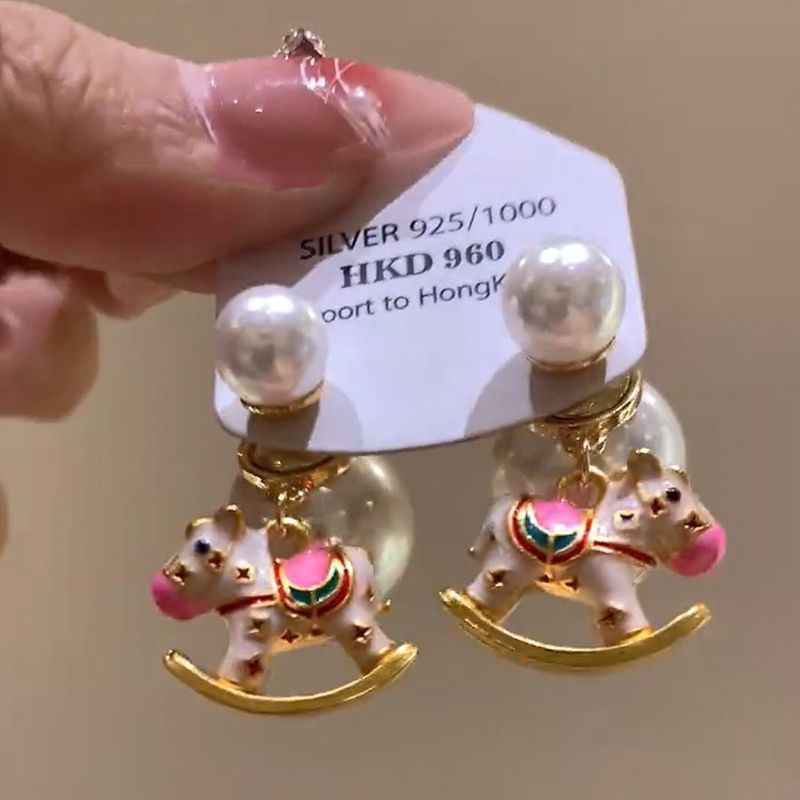 Oro verdadero eléctrico galvanis colgante de piedra pony pendientes collar ligero lujo nicho universal conjunto temperamento alta sensación de joyería mujer