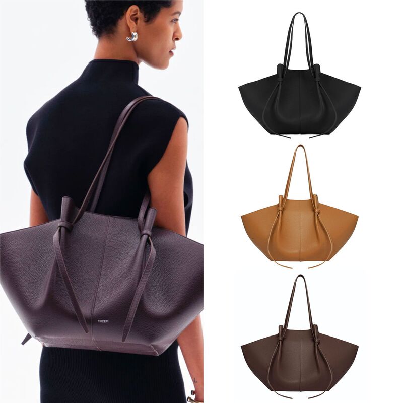 Cross-Border Yuzefi Tote Bag Trendy Versatile Tote Bag Two-Layer Soft Cowhide Handbag Wing Bag Large Capacity