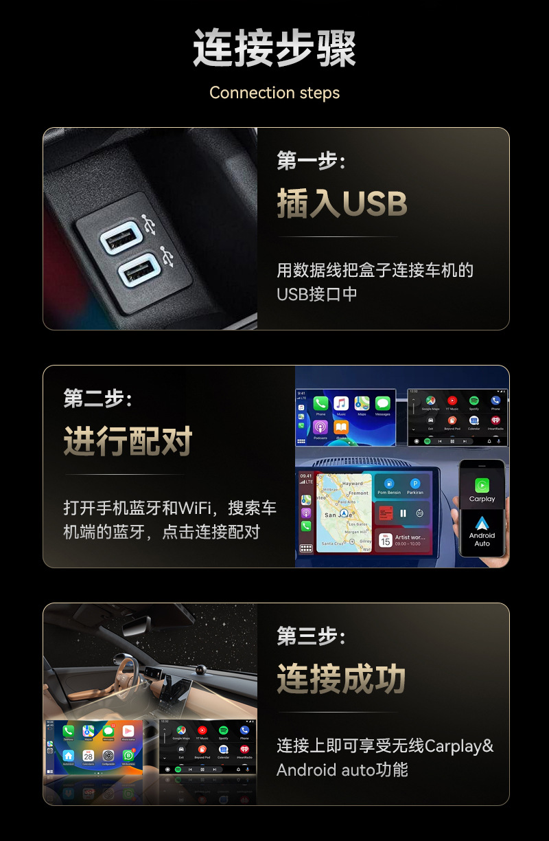 Hot Selling Carplay Wireless Box 2-in-1 Car Interconnection Module Smart Android Autoocarplay Box