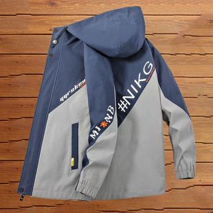 Men's Jacket Spring and Autumn 2025 New Style Middle School Student Jacket Men's Korean Version Trendy Hooded Thin Cotton Jacket Men's Coat