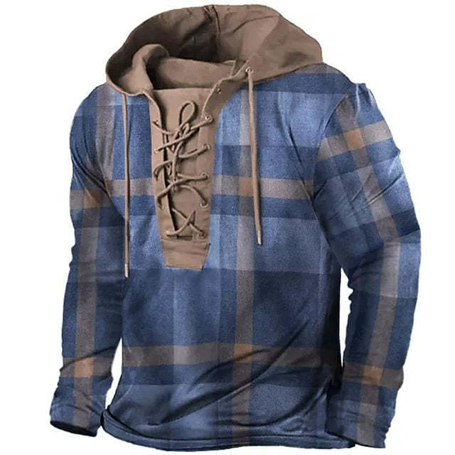 Comercio exterior transfronterizo 2023 hombres retro con cordones con capucha camiseta otoño e invierno nuevo casual Top Sudadera con capucha de los hombres
