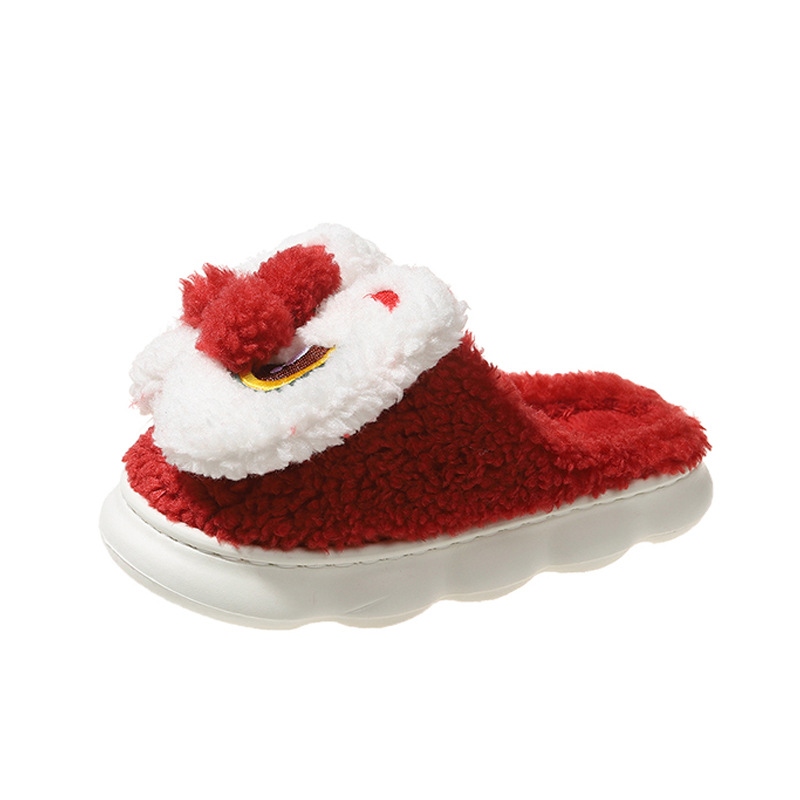 目を覚ますライオンの綿のスリッパの女性の冬のバッグと2024の新型の室内の民族の国の潮の保温のぬいぐるみのスリッパの冬