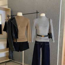 WGWE7386广州十三行女装2025秋装新款小个子半高领针织打底衫上衣