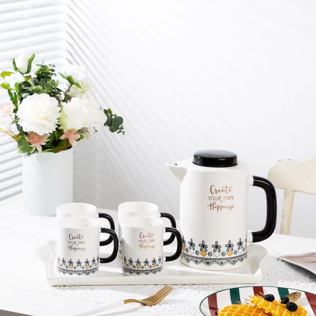 Juego de agua de estilo nórdico traje hogar sala de estar agua potable hervidor familiar taza de té de cerámica iins internet celebridad regalo taza conjunto