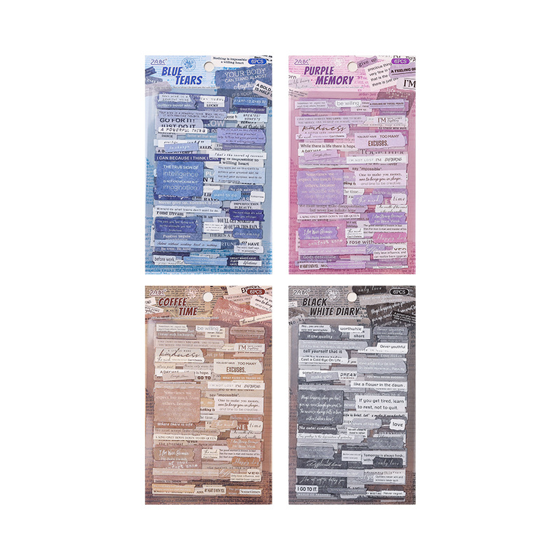 Retro viejo tiempo transparente pet pegatinas impermeables citas en inglés transfronterizo libro de bricolaje decoración creativa pegatinas de collage