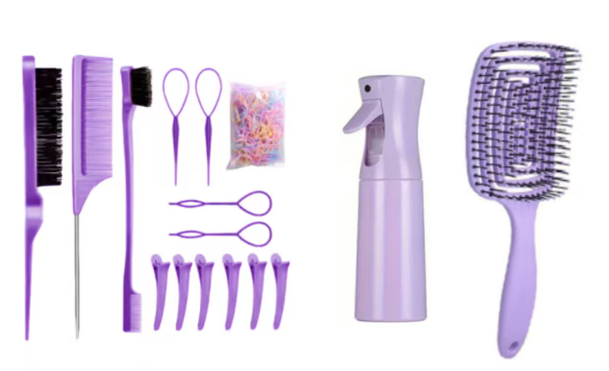 Brazo de cabello, tocado, arco, tocado, cepillo de lavado de cabello, botella de pulverización continua, peinado de cabello de cola, peinado de cabello hueco