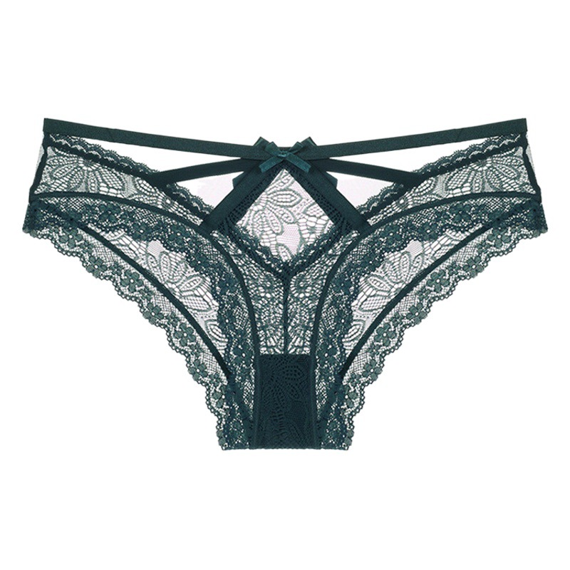 Entrepierna transfronteriza ropa interior de encaje de algodón transpirable más el tamaño de las mujeres sexy multicolor arco escritos tentación transparente