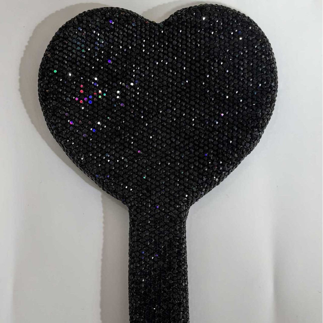 Los fabricantes suministran espejos de mano con diamantes Espejos de maquillaje de moda ABS Pegatinas de arcilla de belleza Espejo con mango de diamantes Suministro de Amazon