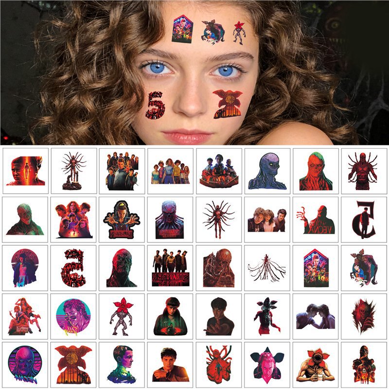 Popular American Tv Series Stranger Things Season 5 Tattoo Stickers, Same Characters as in the Movie, Temporary Arm and Face Stickers