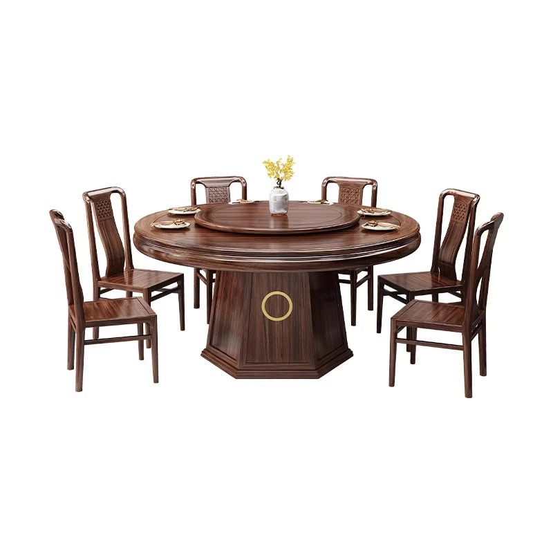 Nueva combinación de mesa y silla de comedor de madera maciza de ébano de estilo chino, mesa de arroz redonda para el hogar de tamaño pequeño, simple y moderno