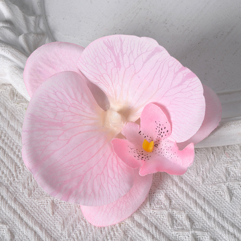 Película blanca Phalaenopsis flor cabeza pétalo simulación flor accesorios tocado horquilla diy flor decorativa de boda hecha a mano