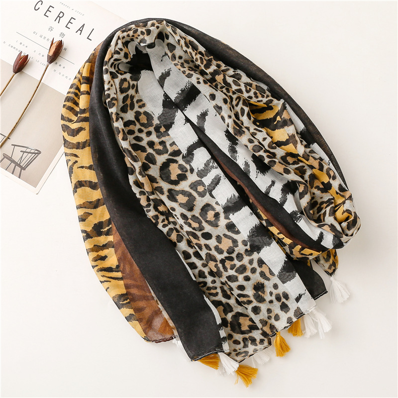 Women's Streetwear Leopard Voile Winter Scarves display picture 4