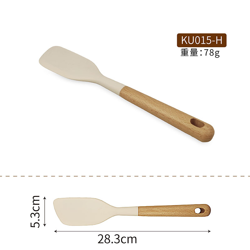 Nuevo mango de madera utensilios de cocina de silicona transfronterizo dedicado 12 piezas de alta temperatura resistente antiadherente sopa cuchara colador pala traje
