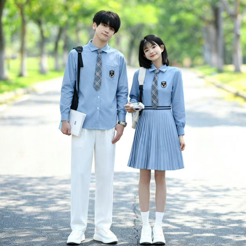 2026 Autumn Couple Outfits High School Student Shirts Performance Costumes Graduation Class Uniforms JK Long-Sleeve Uniforms