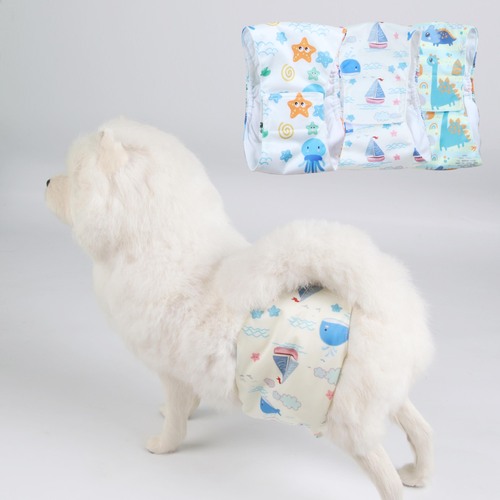 Amazon New Product Male Dog Diaper Menstrual Pants Tropical Ocean Color Shiba Inu Bichon Teddy Pet Menstrual Pants