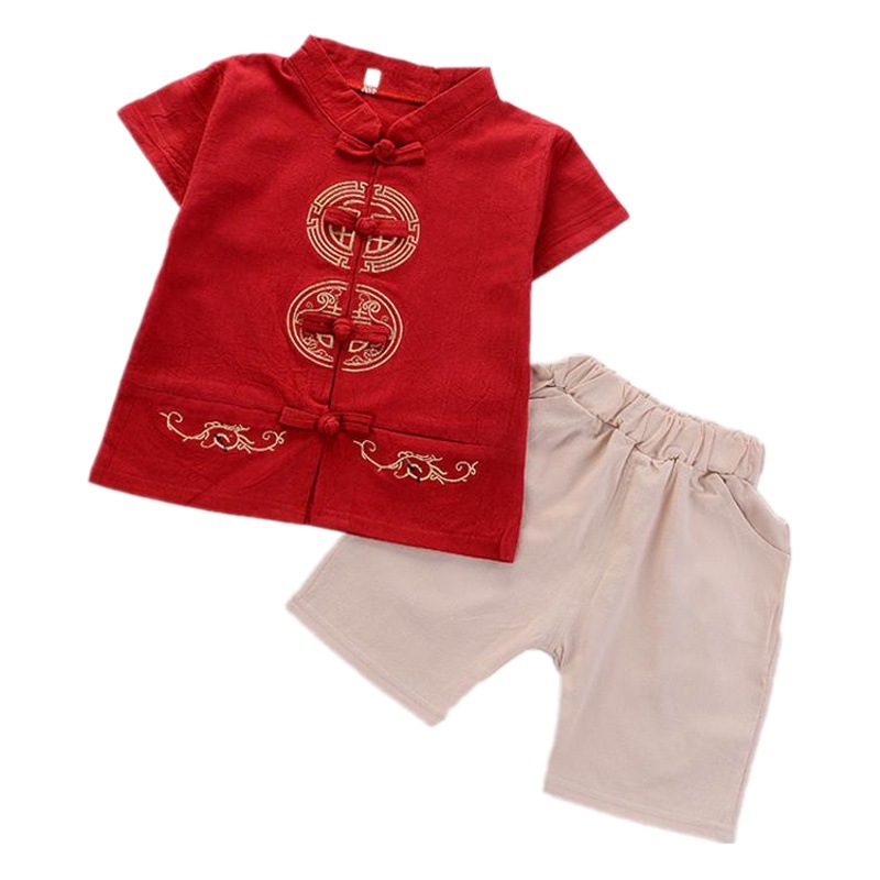 2024 Chinese-Style Children's Clothing for Older Boys, Cotton and Linen Tang Suit with Traditional Chinese Buttons, Modernized Chinese Style Clothing for Children