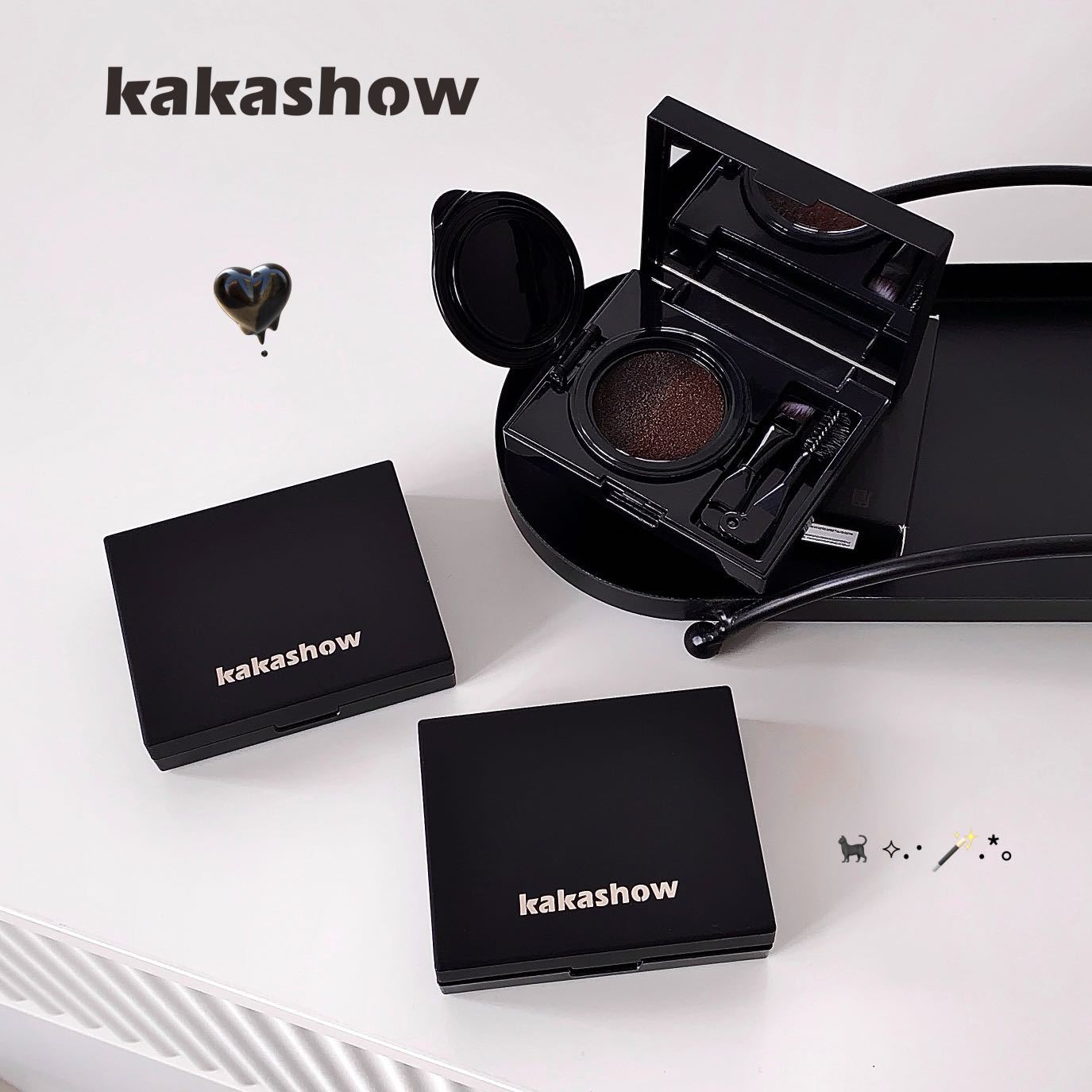 kakashow雙色氣墊染眉膏眉粉防水汗持妝眉筆不易脫妝自然野生眉染