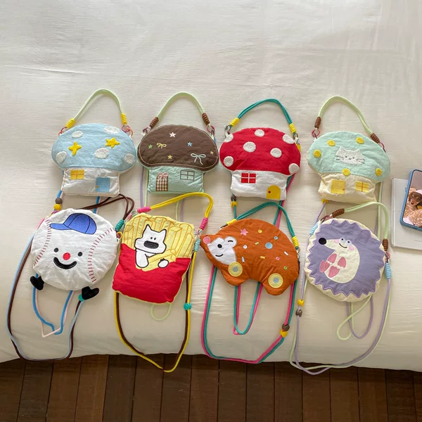 Spring New Product Cute Cartoon Cross-Body Mobile Phone Bag Mini Portable Kidsren's Small Bag Nylon Lightweight Small Shoulder Bag