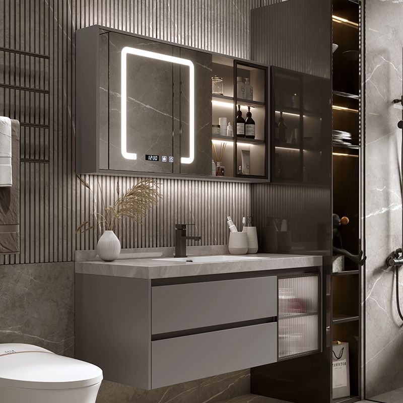 Placa de roca sin fisuras cuenca integrada inteligente gabinete de baño combinación de baño tabla de lavado lavabo