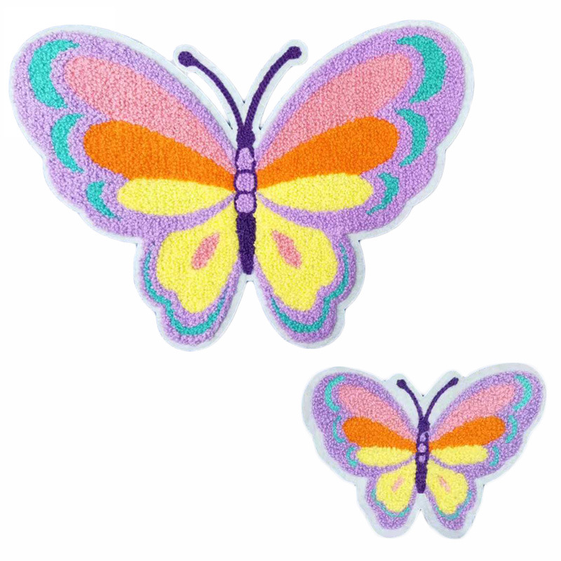 彩色蝴蝶毛巾绣布贴昆虫刺绣补丁贴动物修补贴DIY童装服装饰辅料