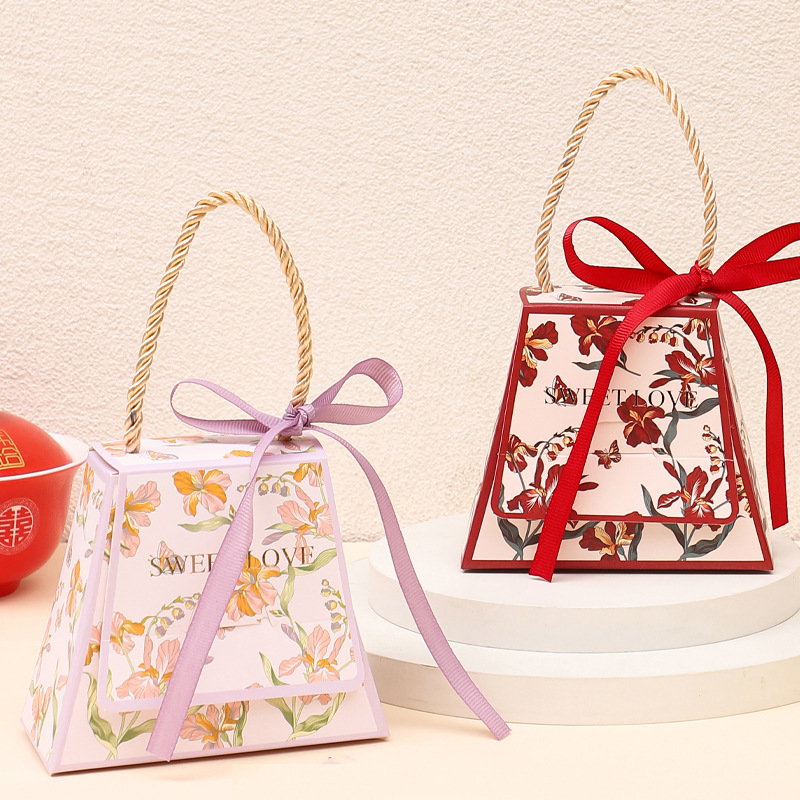 Caja de dulces de boda regalo de mano caja de dulces avanzada caja de dulces de lujo ligero caja de dulces de compromiso caja de dulces de boda portátil boda de dulces