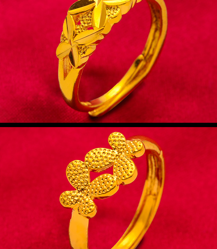 Anello regolabile placcato oro per donna stile semplice_voghion.com