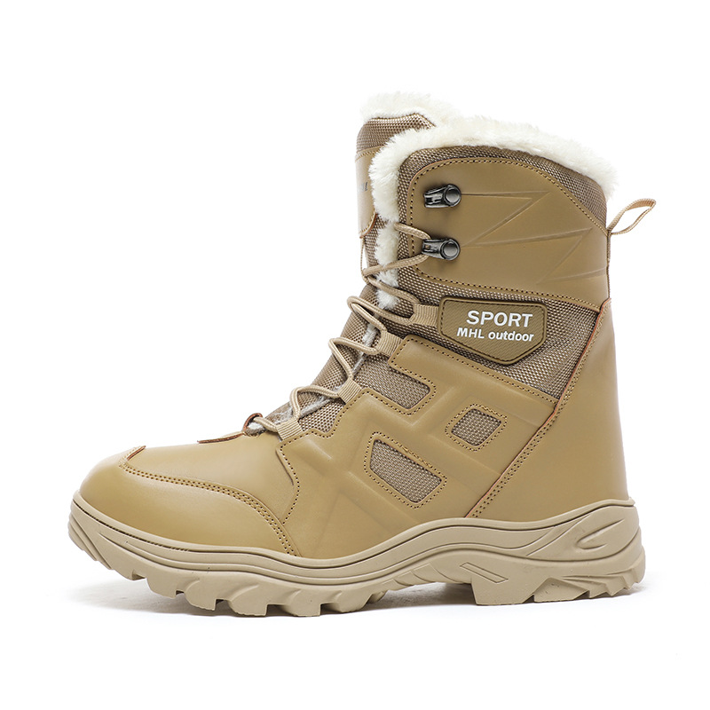 Botas transfronterizas de alto impacto a prueba de frío invierno de vello grueso botas de combate al aire libre botas de montaña de hombre botas de nieve