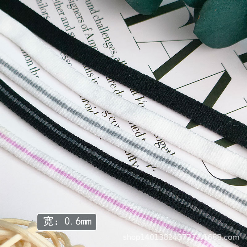 0.6小规格间色彩色鞋带微弹鞋带童鞋条纹织带