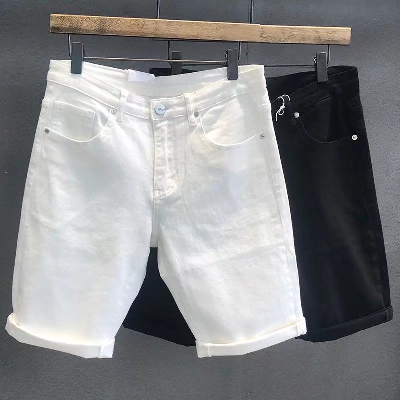 Kişi üçün ağ denim şort, yay üçün nazik dizüstü model
