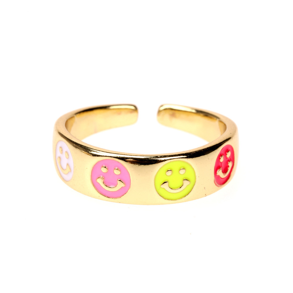 Nihaojewelry Wholesale Jewelry Simple Dripping Oil Smiley Face Flower Heart Star Ring display picture 16