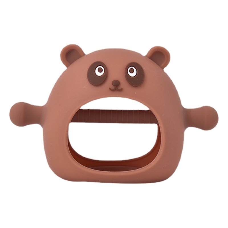 Protector de mano de bebé guantes de silicona mordedor bebé molar juguete anti-comer mano calmante mordedor niños Panda teether