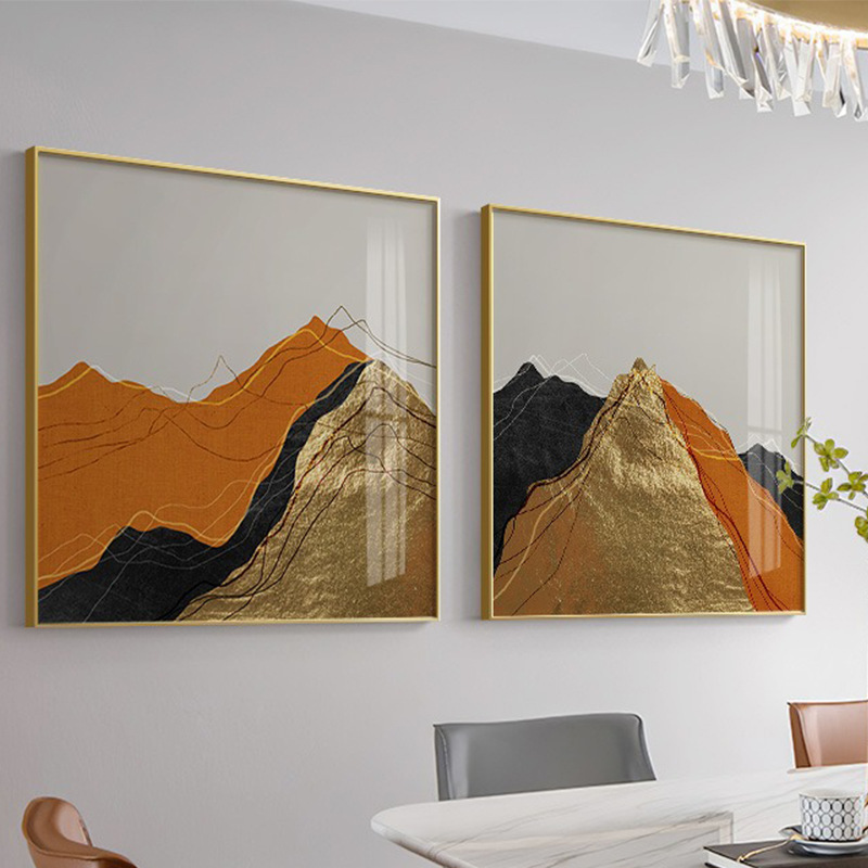 Modern Light Luxury Abstract Decorative Painting Restaurant Sofa Background Wall Orange Porch Square Living Room Wall Painting Mural