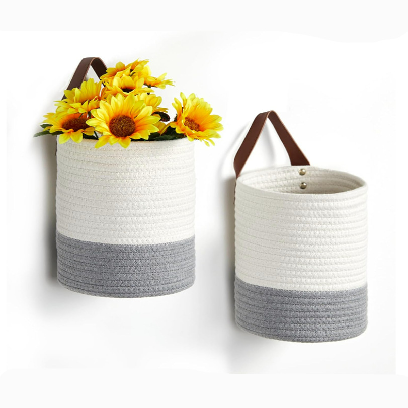 Cesta de almacenamiento de cuerda de algodón de Amazon, llave de entrada, canasta de almacenamiento de artículos diversos, maceta, canasta colgante, canasta de almacenamiento para el hogar