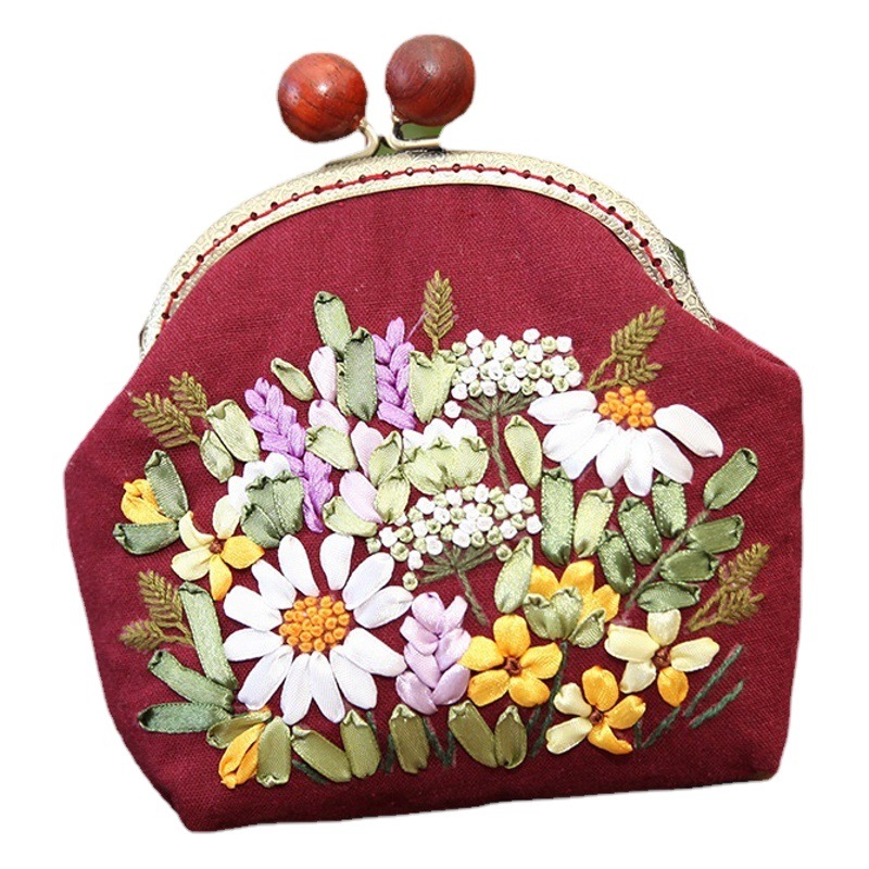 Bolso de oro bordado europeo bolsa de material hecho a mano DIY cinta bordado Suzhou bordado hecho a mano crossbody bolsa de tela