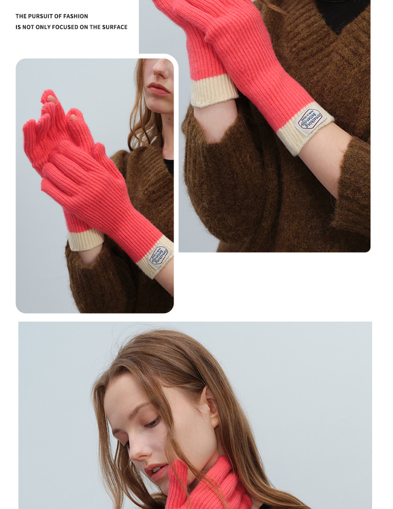 Accessoires de vêtements style collège automne et hiver nouvelle arrivée doigt écran tactile mignon hiver chaud laine tricoté gants pour femmes mode_voghion.com