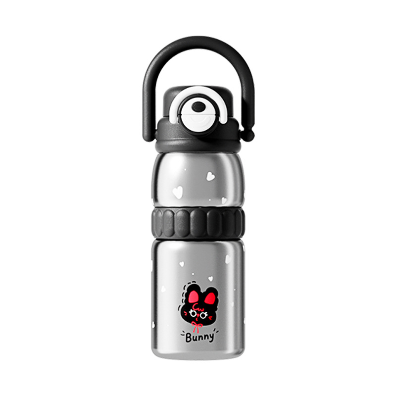 Taza de aislamiento para bebidas de alto valor de cara caricatura linda portátil de gran capacidad de seguridad a prueba de fugas taza de agua para niños taza de mano