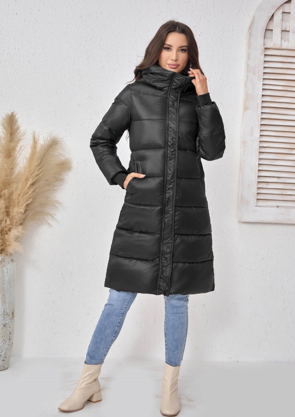 Langer Damen-Wintermantel mit Kapuze, dick gesteppt, modische und elegante Outdoor-Jacke, auch in großen Größen erhältlich_voghion.com