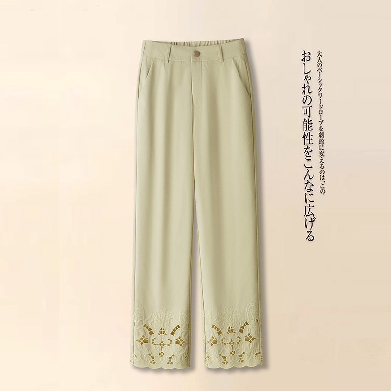 Lightly Flared Pants for Women, 2026 Summer New Style, High-Waisted, Stylish, Slimming, Lace Flared Cropped Casual Hollow-Out Pants Lightly Flared Pants for Women, 2026 Summer New Style, High-Waisted, Stylish, Slimming, Lace Flared Cropped Casual Hollow-Out Pants