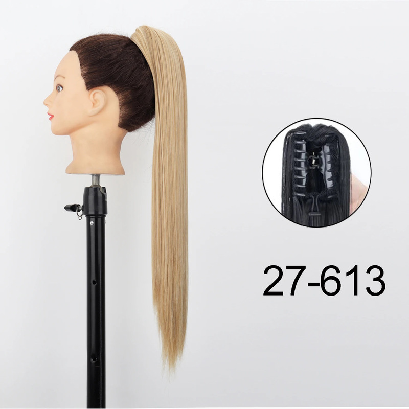 22inch 爪クリップストレートヘアポニーテール化学繊維かつら女性ロングストレートふわふわハイポニーテール|undefined